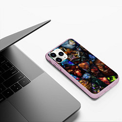 Чехол iPhone 11 Pro матовый Мозаика персонажи Dota 2, цвет: 3D-розовый — фото 2