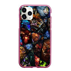 Чехол iPhone 11 Pro матовый Мозаика персонажи Dota 2, цвет: 3D-малиновый