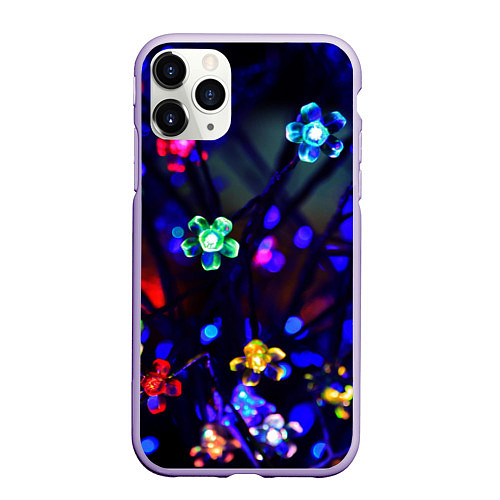 Чехол iPhone 11 Pro матовый Цветочки фонарики / 3D-Светло-сиреневый – фото 1