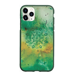 Чехол iPhone 11 Pro матовый Мандала природы, зелёная, исцеление, цвет: 3D-темно-зеленый