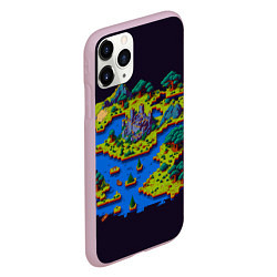 Чехол iPhone 11 Pro матовый Пиксельный остров и замок, цвет: 3D-розовый — фото 2