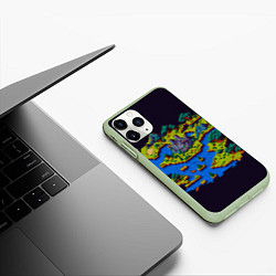Чехол iPhone 11 Pro матовый Пиксельный остров и замок, цвет: 3D-салатовый — фото 2