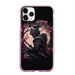 Чехол iPhone 11 Pro матовый Одинокий самурай среди цветущей сакуры