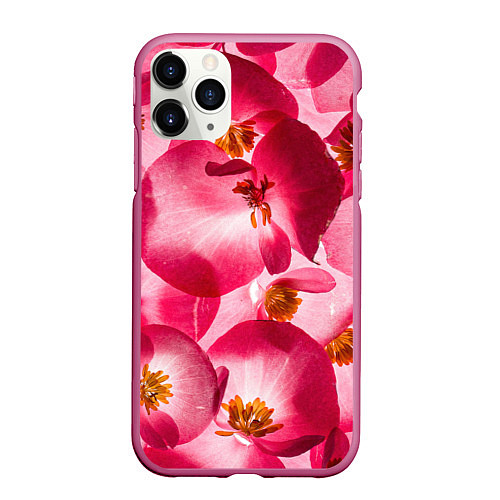 Чехол iPhone 11 Pro матовый Цветы бегония текстура / 3D-Малиновый – фото 1