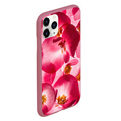 Чехол iPhone 11 Pro матовый Цветы бегония текстура, цвет: 3D-малиновый — фото 2