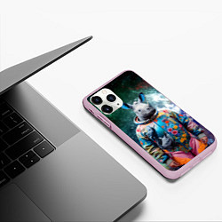 Чехол iPhone 11 Pro матовый Rhino in spacesuit - neural network, цвет: 3D-розовый — фото 2