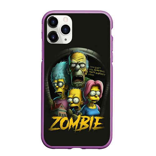 Чехол iPhone 11 Pro матовый Simpsons zombie / 3D-Фиолетовый – фото 1