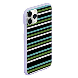 Чехол iPhone 11 Pro матовый Абстрактные тёмные полосы, цвет: 3D-светло-сиреневый — фото 2