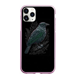 Чехол iPhone 11 Pro матовый Чёрный Ворон птица тёмная, цвет: 3D-розовый