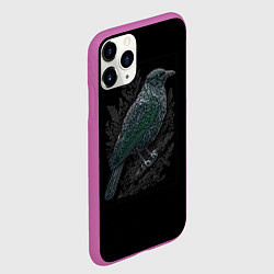 Чехол iPhone 11 Pro матовый Чёрный Ворон птица тёмная, цвет: 3D-фиолетовый — фото 2