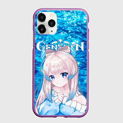Чехол iPhone 11 Pro матовый Кокоми на фоне воды, цвет: 3D-фиолетовый