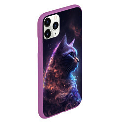 Чехол iPhone 11 Pro матовый Кошка в космосе туманность, цвет: 3D-фиолетовый — фото 2