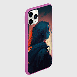 Чехол iPhone 11 Pro матовый Девушка в городе в аниме стиле, цвет: 3D-фиолетовый — фото 2