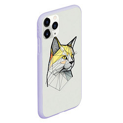 Чехол iPhone 11 Pro матовый Стилизованная кошка в геометрическом стиле, цвет: 3D-светло-сиреневый — фото 2