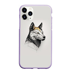 Чехол iPhone 11 Pro матовый Стилизованный пёс в геометрическом стиле, цвет: 3D-светло-сиреневый