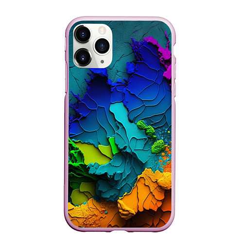 Чехол iPhone 11 Pro матовый Взрыв красок / 3D-Розовый – фото 1