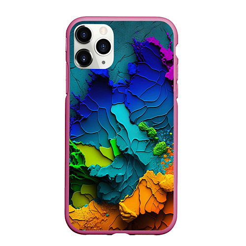 Чехол iPhone 11 Pro матовый Взрыв красок / 3D-Малиновый – фото 1