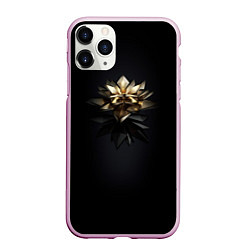 Чехол iPhone 11 Pro матовый Геометрическая золотая лилия, цвет: 3D-розовый