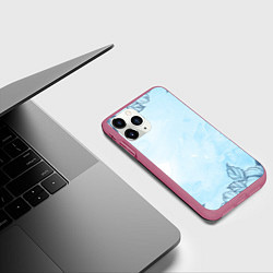 Чехол iPhone 11 Pro матовый Морозные узоры, цвет: 3D-малиновый — фото 2