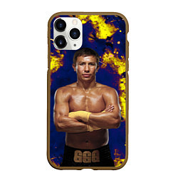 Чехол iPhone 11 Pro матовый Головкин, цвет: 3D-коричневый