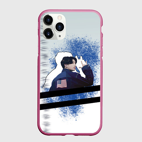 Чехол iPhone 11 Pro матовый Чонгук и его тень / 3D-Малиновый – фото 1
