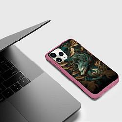 Чехол iPhone 11 Pro матовый Изумрудный Дракон Irezumi, цвет: 3D-малиновый — фото 2