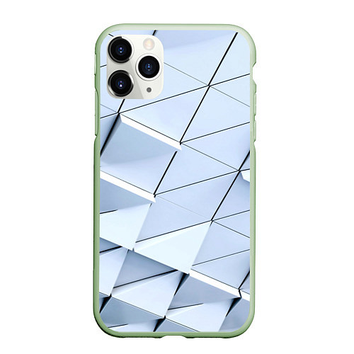 Чехол iPhone 11 Pro матовый Metalic triangle stiil / 3D-Салатовый – фото 1