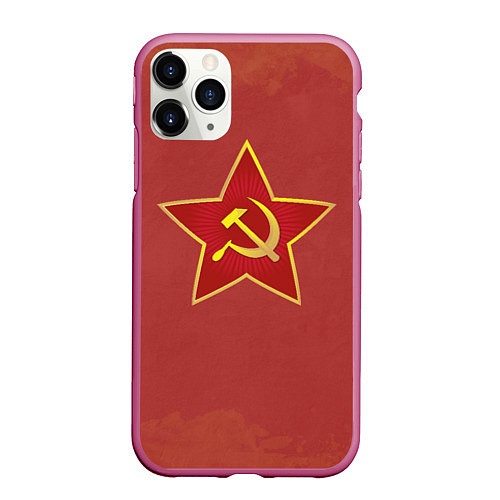 Чехол iPhone 11 Pro матовый Советская звезда / 3D-Малиновый – фото 1