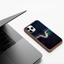 Чехол iPhone 11 Pro матовый Неоновая линия в листве, цвет: 3D-коричневый — фото 2