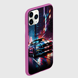 Чехол iPhone 11 Pro матовый Форд мустанг в ночи тройная скорость, цвет: 3D-фиолетовый — фото 2