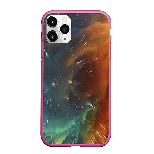 Чехол iPhone 11 Pro матовый Космический снегопад / 3D-Малиновый – фото 1