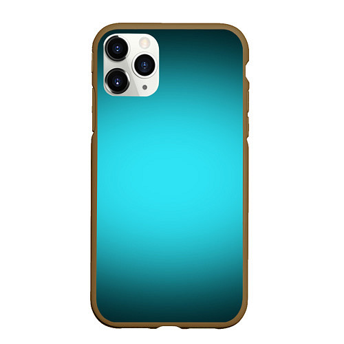 Чехол iPhone 11 Pro матовый Кислотный голубой с градиентом / 3D-Коричневый – фото 1