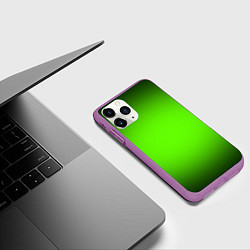Чехол iPhone 11 Pro матовый Кислотный зеленый с градиентом, цвет: 3D-фиолетовый — фото 2