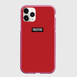 Чехол iPhone 11 Pro матовый Надпись позитив, цвет: 3D-малиновый