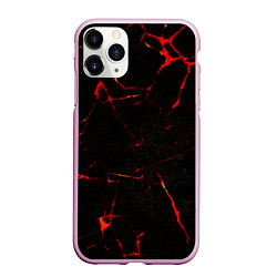 Чехол iPhone 11 Pro матовый Прожилки магмы, цвет: 3D-розовый