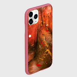 Чехол iPhone 11 Pro матовый Абстрактный красный туман и краски, цвет: 3D-малиновый — фото 2