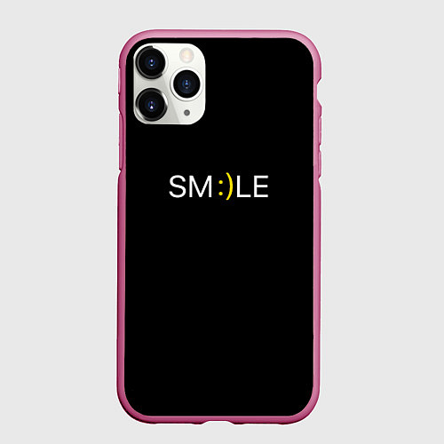 Чехол iPhone 11 Pro матовый Надпись smile / 3D-Малиновый – фото 1