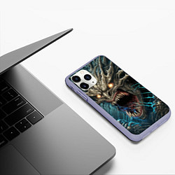 Чехол iPhone 11 Pro матовый Кричащий демон, цвет: 3D-светло-сиреневый — фото 2