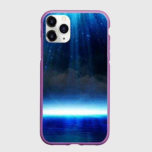 Чехол iPhone 11 Pro матовый Звездопад в океане / 3D-Фиолетовый – фото 1