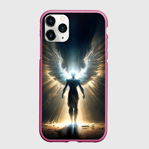 Чехол iPhone 11 Pro матовый Парящий мужчина ангел / 3D-Малиновый – фото 1