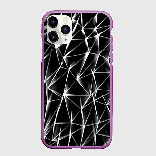 Чехол iPhone 11 Pro матовый Черно белые нервы / 3D-Фиолетовый – фото 1