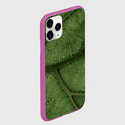 Чехол iPhone 11 Pro матовый Текстура зелёной листы, цвет: 3D-фиолетовый — фото 2