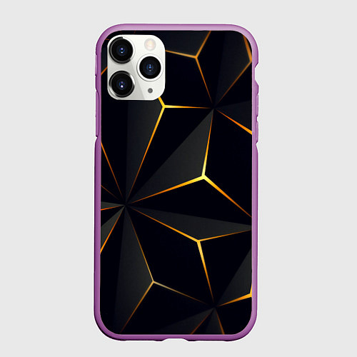Чехол iPhone 11 Pro матовый Hexagon Line Smart / 3D-Фиолетовый – фото 1