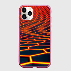 Чехол iPhone 11 Pro матовый Honeycomb yellow cyber, цвет: 3D-малиновый