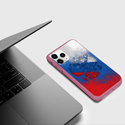 Чехол iPhone 11 Pro матовый Триколор градиент, цвет: 3D-малиновый — фото 2