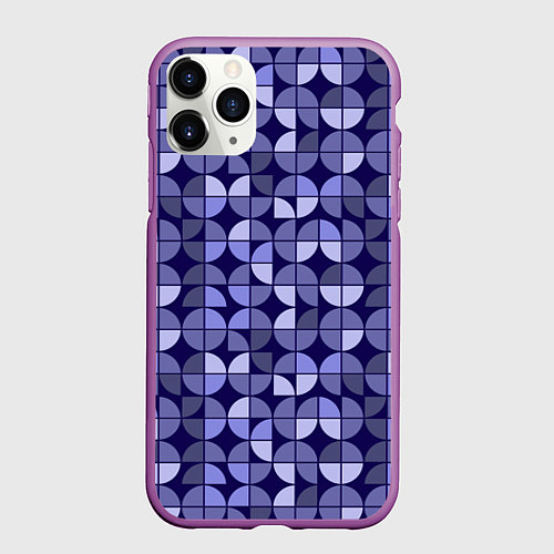 Чехол iPhone 11 Pro матовый Фиолетовая геометрия Ретро паттерн / 3D-Фиолетовый – фото 1