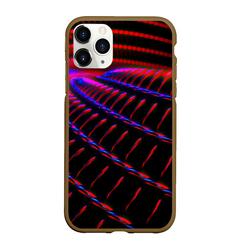 Чехол iPhone 11 Pro матовый Geometry neon texture / 3D-Коричневый – фото 1