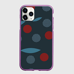 Чехол iPhone 11 Pro матовый Круги и листья, цвет: 3D-фиолетовый