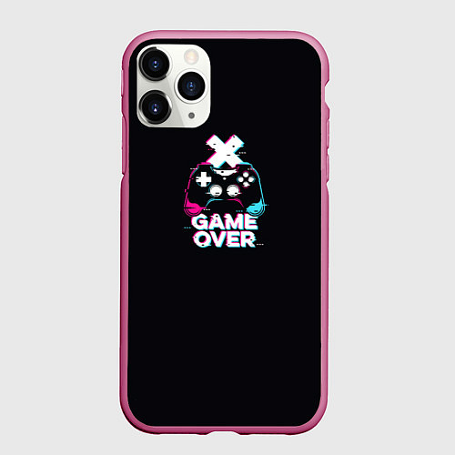 Чехол iPhone 11 Pro матовый Надпись game over / 3D-Малиновый – фото 1
