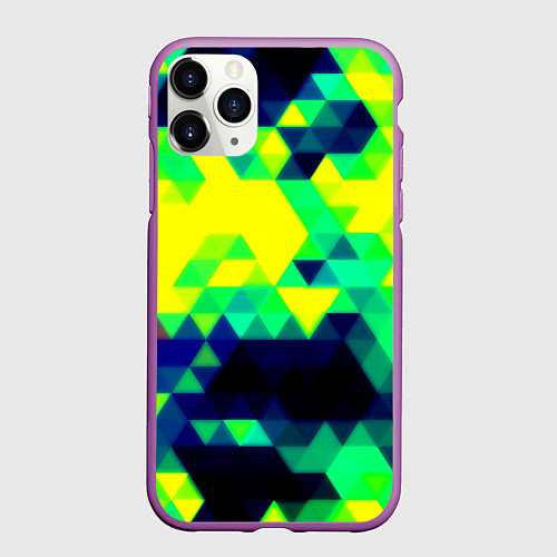 Чехол iPhone 11 Pro матовый Yellow green texture / 3D-Фиолетовый – фото 1